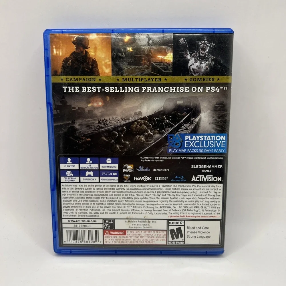 Call of Duty WW2 II PS4 (Sony Playstation 4) World War 2 Excellent Cond